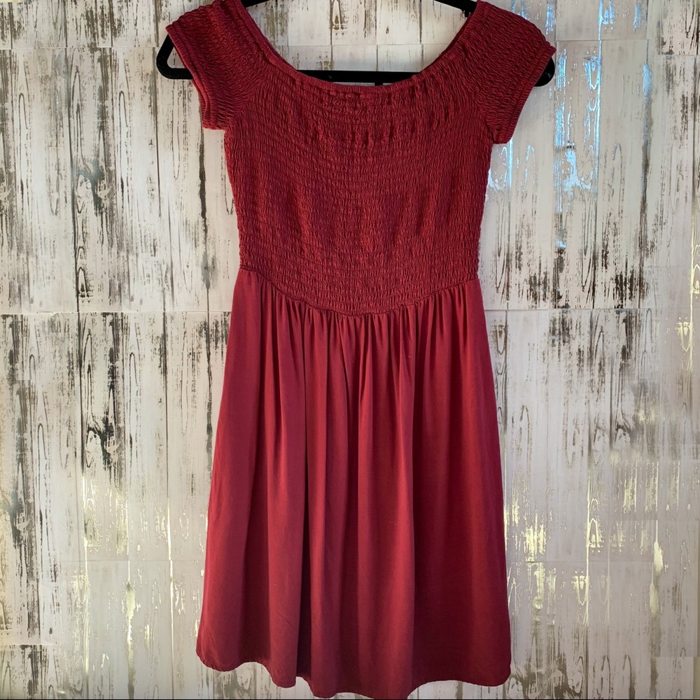 Mossimo Smocked Maroon Dress